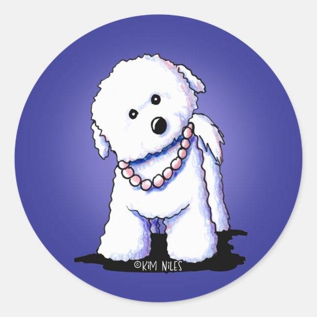 Bichon In Pearls Stickers (Front)