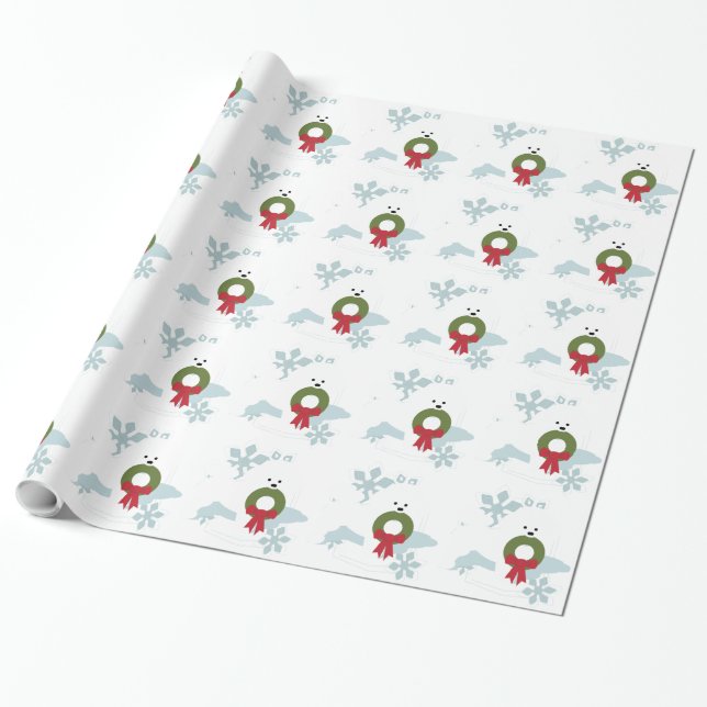 Bichon Love Christmas Holiday Style Wrapping Paper (Unrolled)
