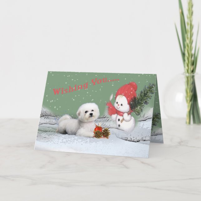 Bichon Wishing you merry christmas cards (Front)