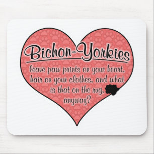 Bichon-Yorkie Paw Prints Dog Humour Mouse Mat