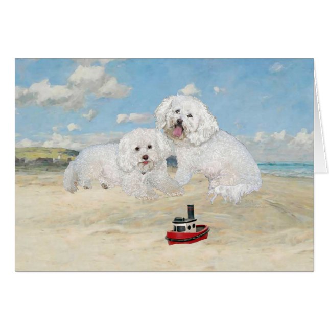 Bichons at the Beach (Front Horizontal)