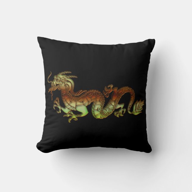 Bicolor Dragon Throw Pillow (Front)