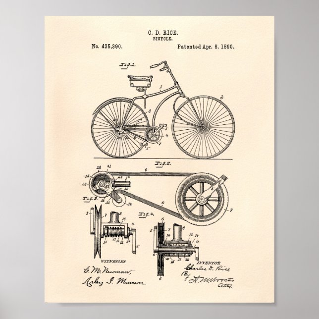 Bicycle 1890 Patent Art - Old Peper Poster (Front)