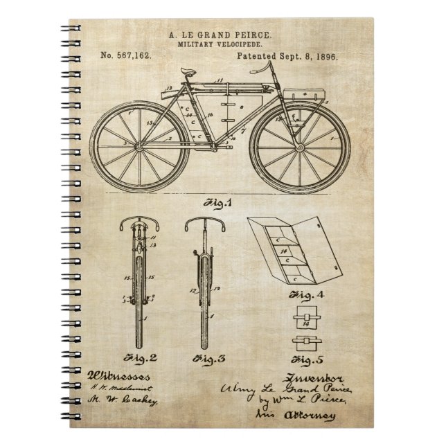 Bicycle 1896 Patent Print Notebook (Front)