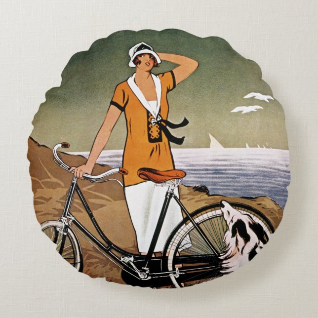 Bicycle Ad, 1925 Round Cushion (Front)