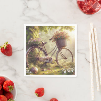 Bicycle among flowers custom party napkins 50