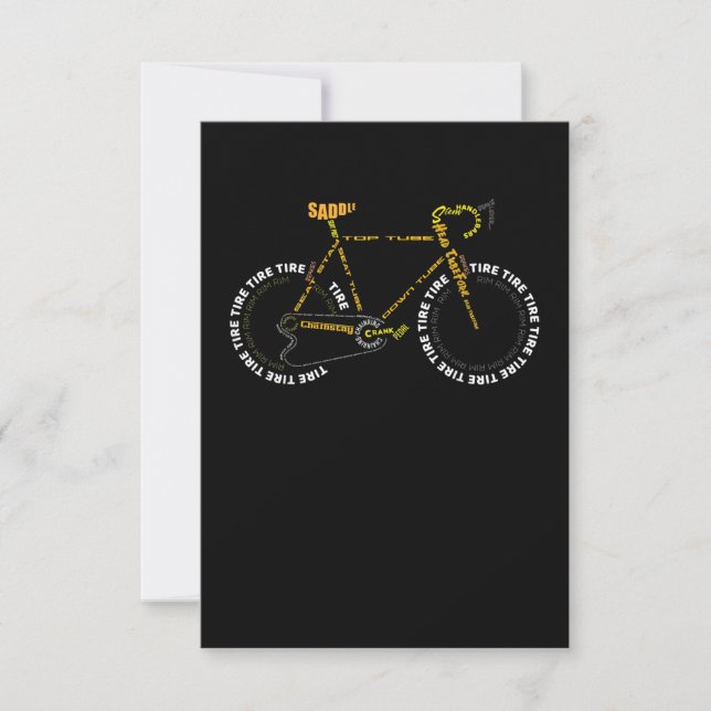 Bicycle Anatomy   Cute Cycling Is Life  Gift RSVP Card (Front)