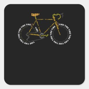 Bicycle Anatomy Cute Cycling Is Life Gift Square Sticker