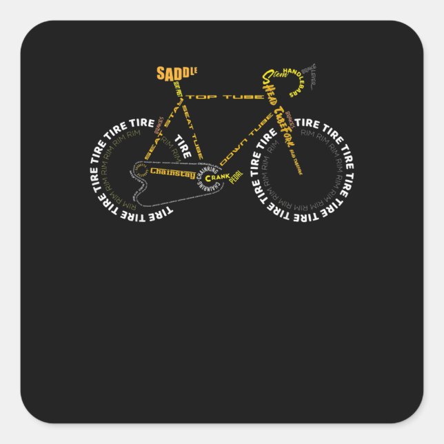 Bicycle Anatomy   Cute Cycling Is Life  Gift Square Sticker (Front)