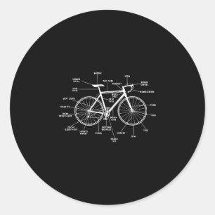 Bicycle anatomy- funny bicycle parts cycling classic round sticker