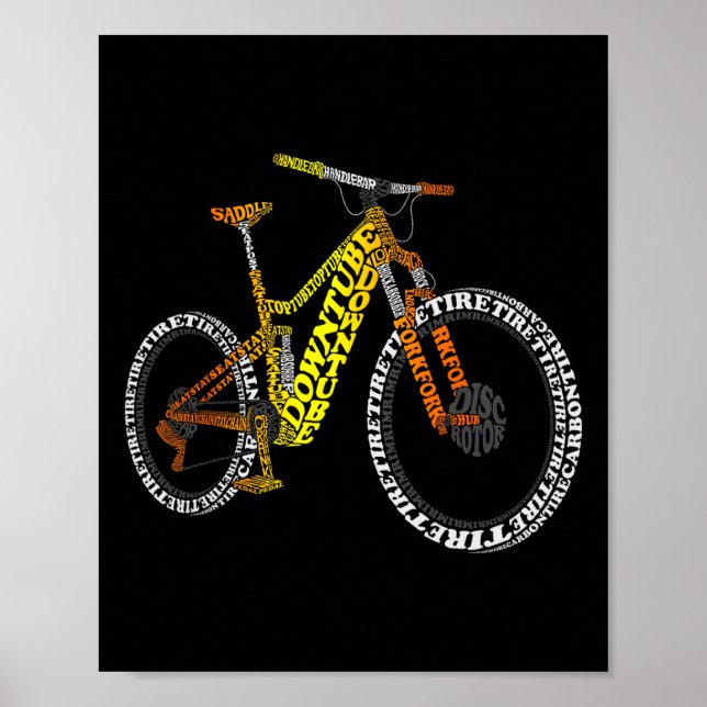 Bicycle Anatomy Mountain Bike Mtb Parts Funny Bike Poster (Front)