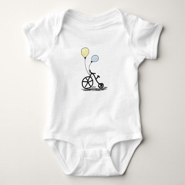 Bicycle and balloons baby bodysuit (Front)