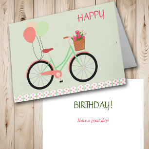 Bicycle and Balloons Birthday Card