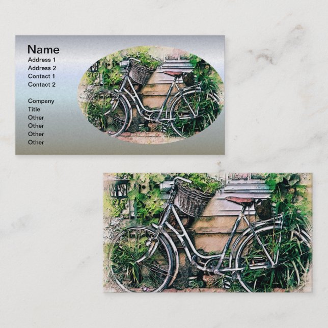Bicycle and Basket in the Garden Business Card (Front/Back)