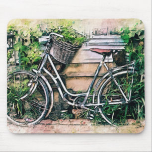 Bicycle and Basket in the Garden Mouse Mat