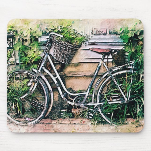 Bicycle and Basket in the Garden Mouse Mat (Front)