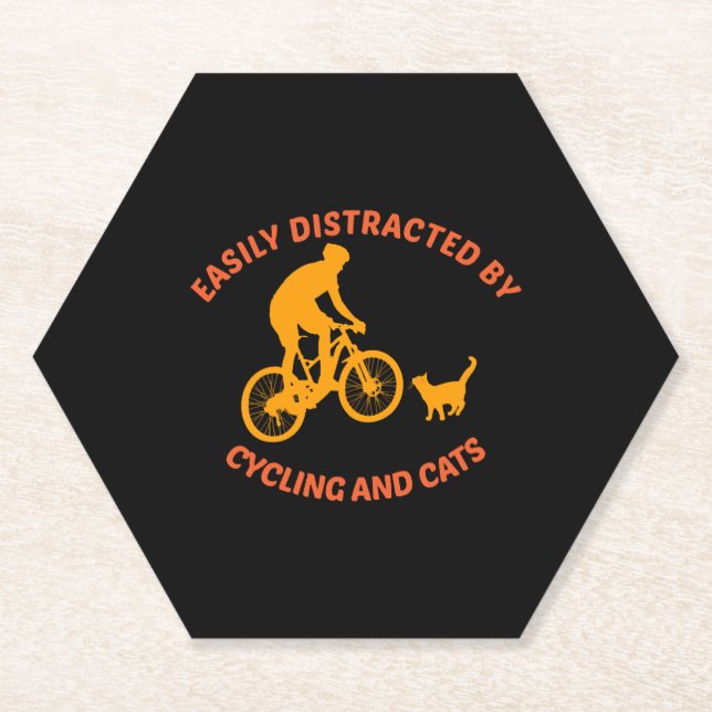 bicycle and cat paper coaster (Front)