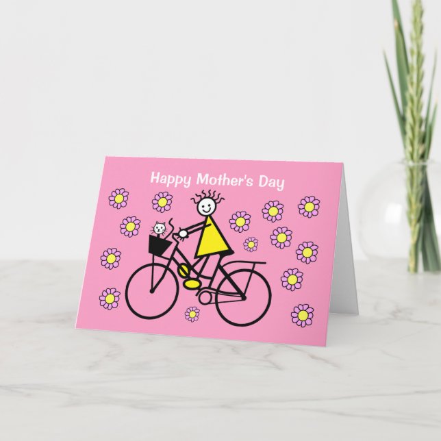 Bicycle and Cat Pretty Mother's Day Card (Front)