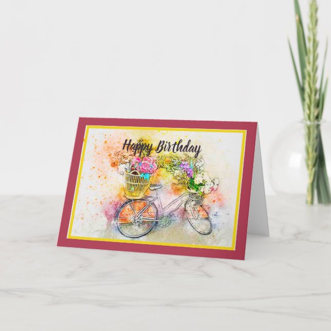 Bicycle and flowers  card (Front)