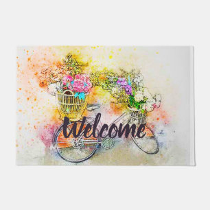 Bicycle and flowers doormat