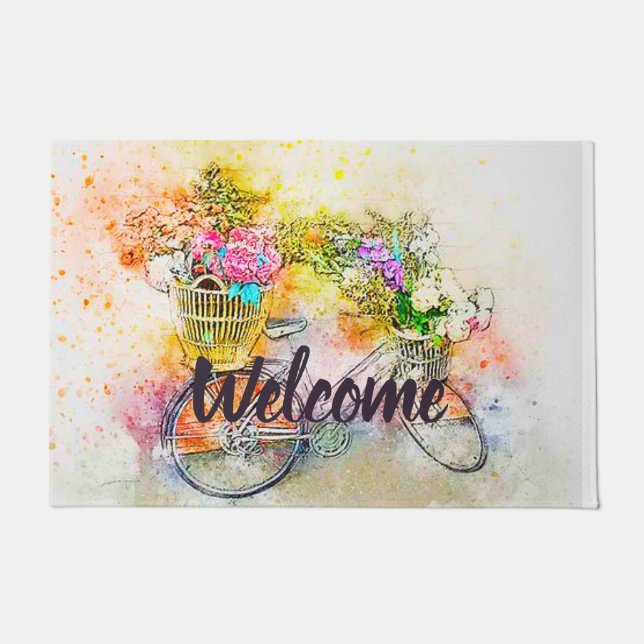 Bicycle and flowers  doormat (Front)