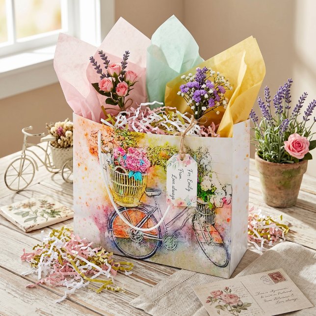 Bicycle and flowers  large gift bag (Creator Uploaded)