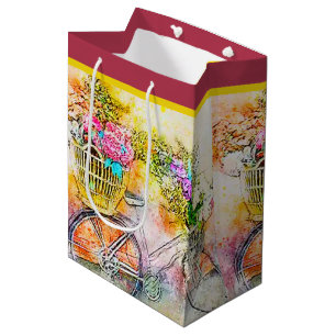 Bicycle and flowers medium gift bag