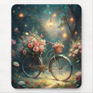Bicycle and Flowers Mouse Mat
