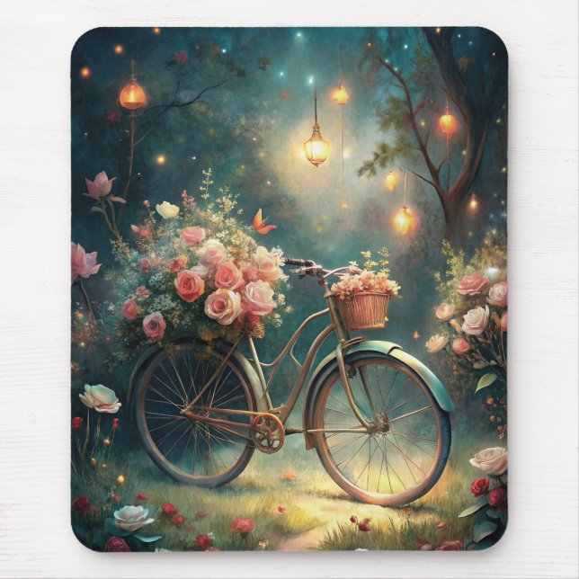 Bicycle and Flowers Mouse Mat (Front)