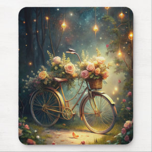 Bicycle and Flowers Mouse Mat