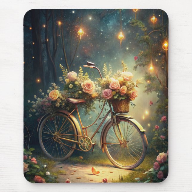 Bicycle and Flowers Mouse Mat (Front)