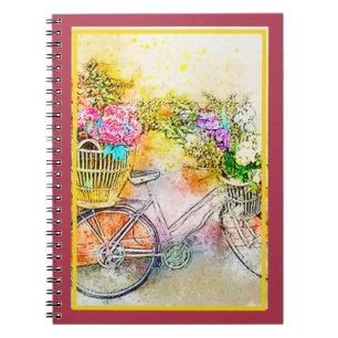 Bicycle and flowers  notebook