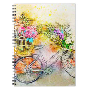Bicycle and flowers  notebook