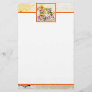 Bicycle and flowers stationery