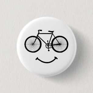 Bicycle and Smile T-Shirt Bicycling Tee Shirt Blac 3 Cm Round Badge