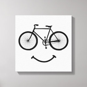 Bicycle and Smile T-Shirt Bicycling Tee Shirt Blac Canvas Print