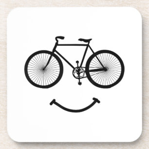 Bicycle and Smile T-Shirt Bicycling Tee Shirt Blac Coaster