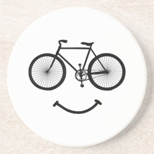 Bicycle and Smile T-Shirt Bicycling Tee Shirt Blac Coaster