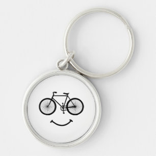 Bicycle and Smile T-Shirt Bicycling Tee Shirt Blac Key Ring