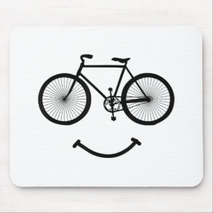 Bicycle and Smile T-Shirt Bicycling Tee Shirt Blac Mouse Mat