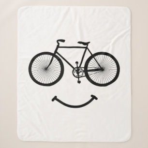 Bicycle and Smile T-Shirt Bicycling Tee Shirt Blac Sherpa Blanket