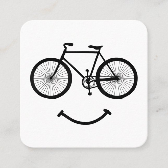 Bicycle and Smile T-Shirt Bicycling Tee Shirt Blac Square Business Card (Front)