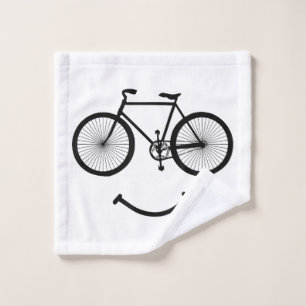 Bicycle and Smile T-Shirt Bicycling Tee Shirt Blac Wash Cloth