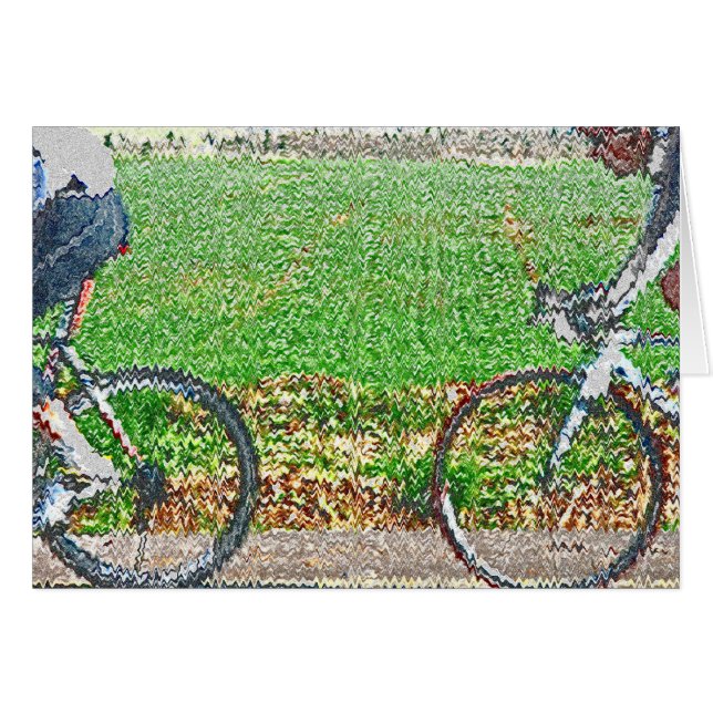 Bicycle Art, 2 Cyclists and Green Background (Front Horizontal)