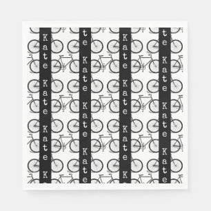 Bicycle Art Pattern Striped CUSTOM NAME & COLOR Napkin