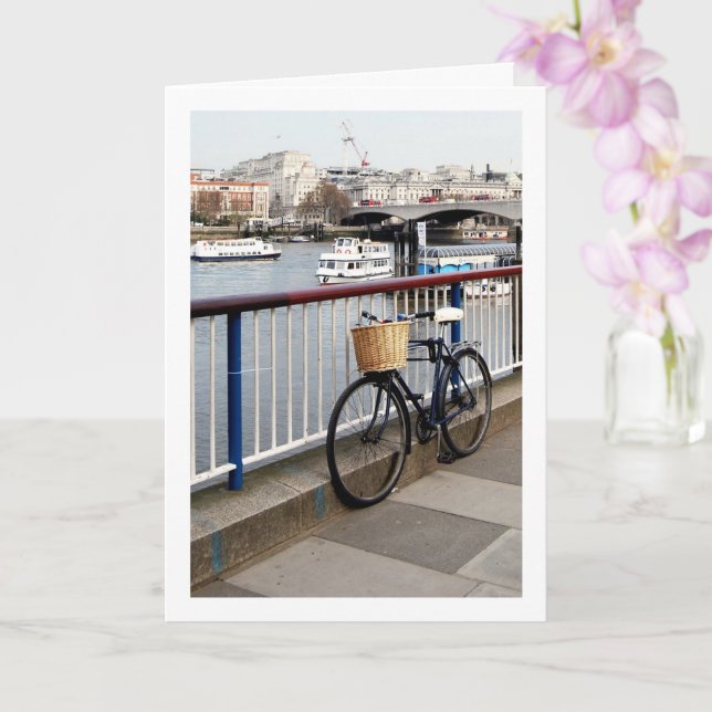 Bicycle at the River Thames, London Card (Orchid)
