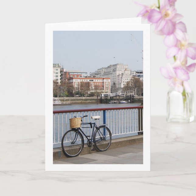 Bicycle at the River Thames, London Card (Orchid)