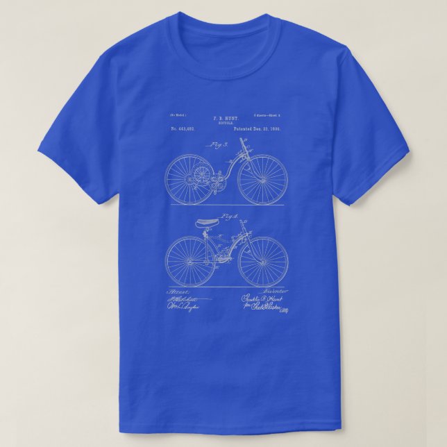 Bicycle Attachment 1892 Patent Print Shirt, Old Bi T-Shirt (Design Front)