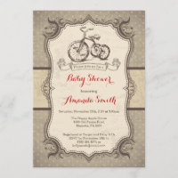 Bicycle Baby Shower Invitation Vintage Retro