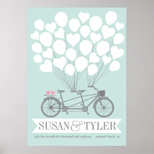 Bicycle Balloon Wedding Poster - CHOOSE YOUR COLOR